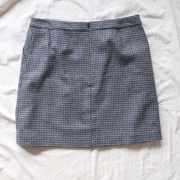 Boden British Tweed Houndstooth A-Line Skirt Womens 12 Gray Navy Workwear Twee - Picture 3 of 7